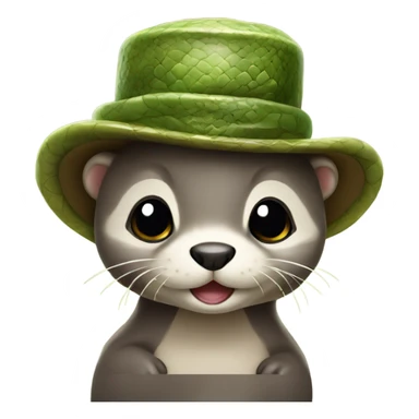 Baby otter wearing a snake hat sticker