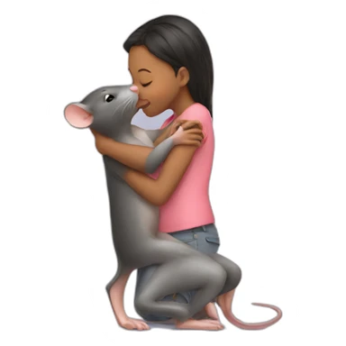 a girl kissing a rat sticker