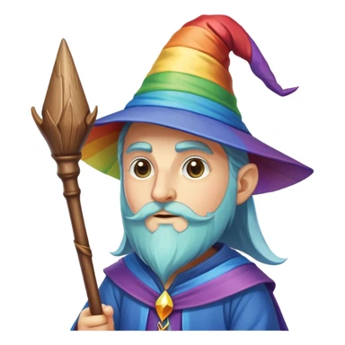Rainbow wizard with hat and staff sticker