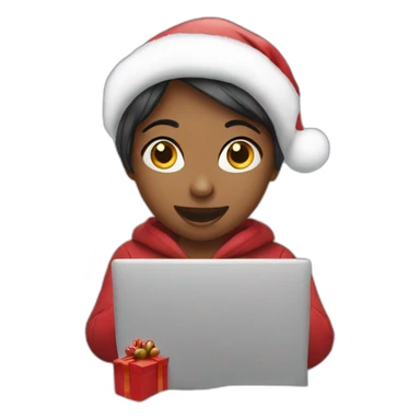 christmas girl poping from laptop sticker