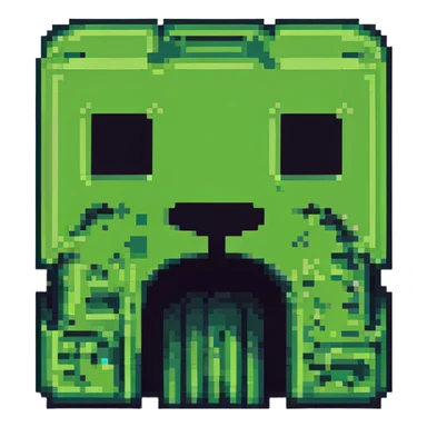 blocky minimal square pixel art Minecraft creeper face, very simple shapes sticker