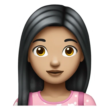 girl with a black straigth hair hello kitty sticker