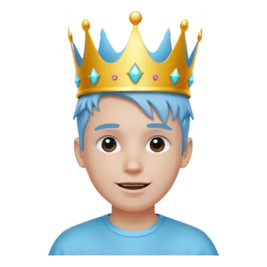 boy neon cyberpunk light blue happy crown white and blue sticker