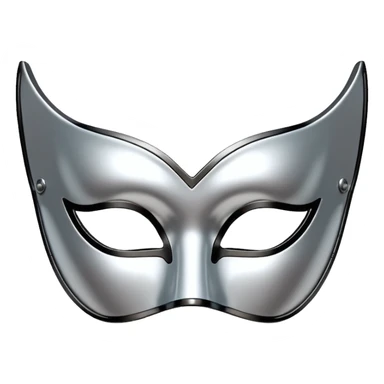 A sleek masquerade mask emoji made of polished silver chrome, smooth sensual curves, reflective metallic surface, mysterious sexy luxury vibe, minimal iOS emoji style, centered, clean white background sticker