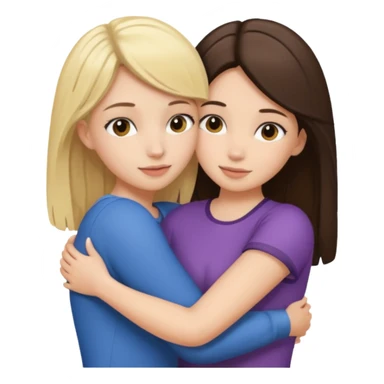 a blonde girl hugging a brunette girl sticker