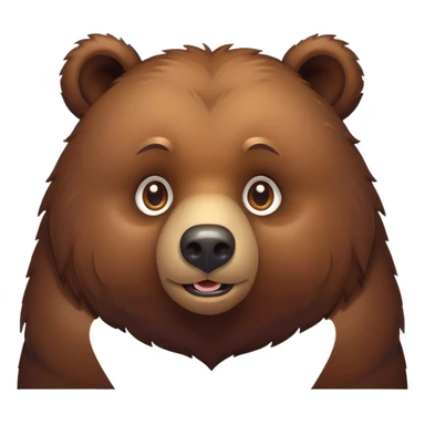 Cinematic Cute Grizzly Bear Portrait Emoji, Head tilted playfully and inquisitively, featuring a dense, rugged deep brown fur with a gentle, curious expression in round, sparkling eyes, Simplified yet irresistibly adorable features, highly detailed, glowing with a warm, friendly glow, high shine, affectionate and surprisingly gentle, stylized with a touch of wild whimsy, bright and endearing, soft glowing outline, capturing the essence of a mischievous yet loving bear, so playful it feels like it could amble out of the screen and into your arms! sticker