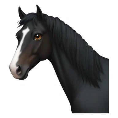 Realistic Black horse with a brown nose , short black mane, and a white mark on her forehead sticker