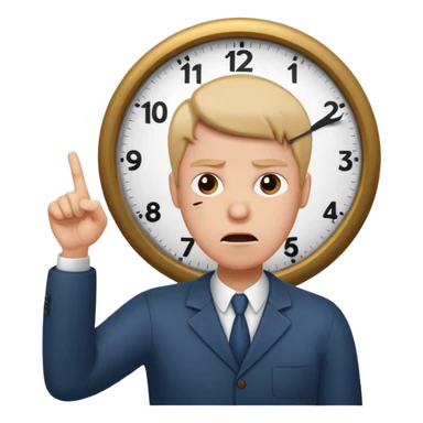 Emoji saying now maybe a clock and ur pointing at it like times up maybe sticker