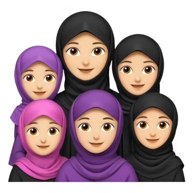 muslim family emoji , with the women wearing niqab, niqab = face cover sticker