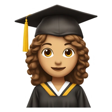 Chica con pelo café rizado y con gorro de graduación  sticker