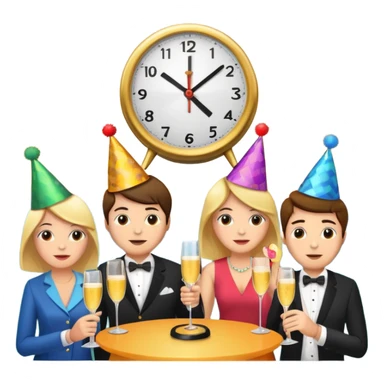 party, alarm clock, sunset sticker