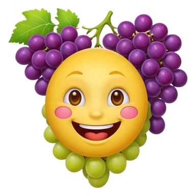 Yellow circular emoji eating grapes sticker