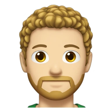 A white man with a small brown beard and short brown hair pulled forward disguised as a one-piece zoro sticker