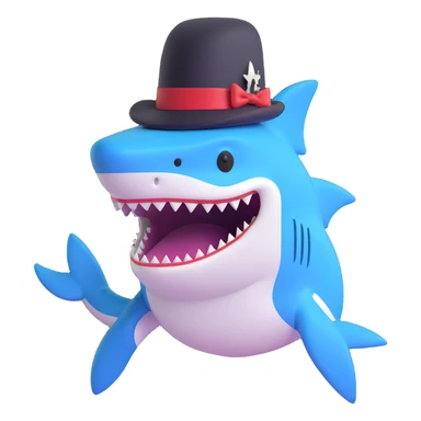shark with a top hat sticker