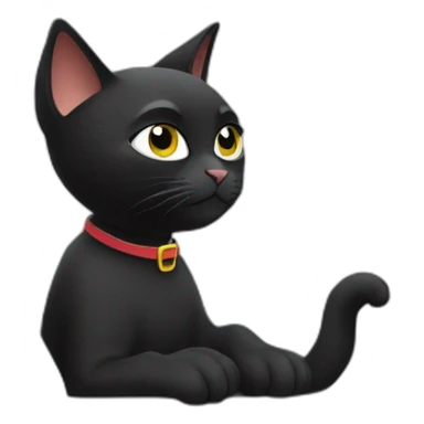 A black cat sitting in an airplane seat watching a movie sticker