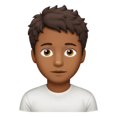 Homme brun cheveux court ondulé. Métisse. Yeux marrons très foncé. Avec t-shirt blanc avec du duvet  sticker