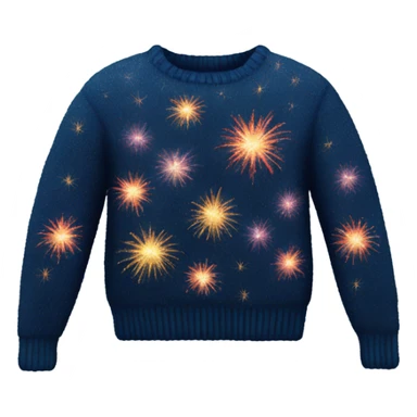 Knit sweater with firework glittery design sticker