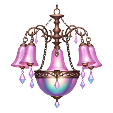 PInk iridescent Bell with chained hanging crystals CHANDELIER sticker
