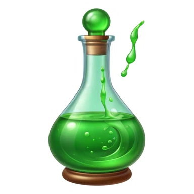 Glass potion bottle with green liquid sticker