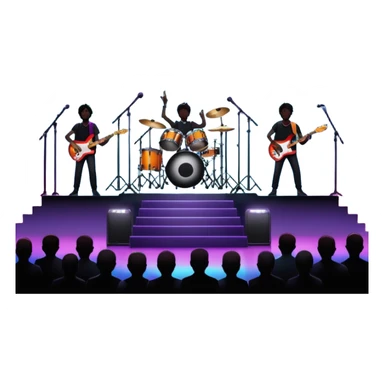 festival concert stage with lights and a band night sticker
