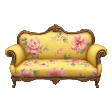 yellow and pink vintage floral couch sticker