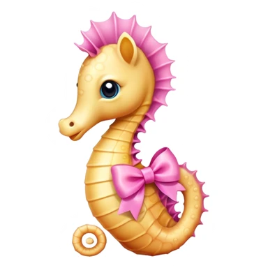 Cute sea horse with a pink bow sitting down sticker