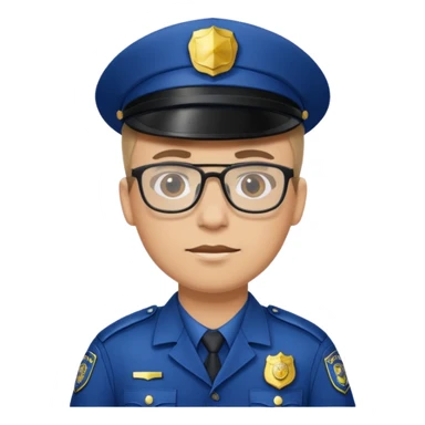 police officer man with glasses, wearing uniform sticker