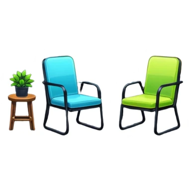 Window with neon reflection + empty chair, Apartment Windows. sticker