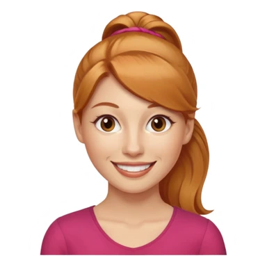 Woman 30 years old, strawberry blonde ponytail, brown eyes sticker