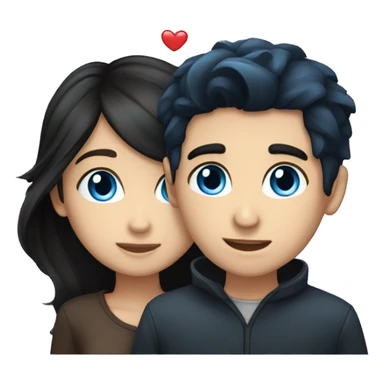 A blue eyed dark haired girl and a blue eyed dark hair boy in love  sticker
