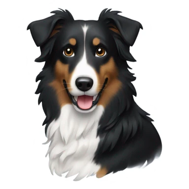 A black collie mix emoji with a white patch on chest sticker