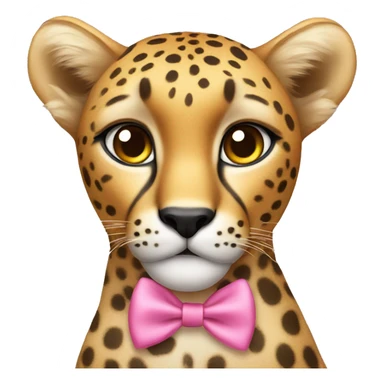 A cheetah wearing a pink bow on its ear sticker