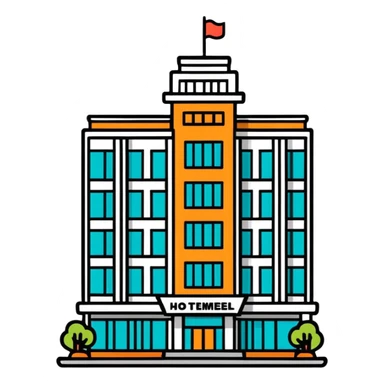 hotel building cartoonish sticker style sticker