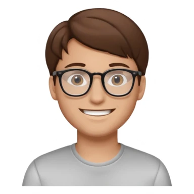 A young man using glasses with a brown hair and white skin color sticker