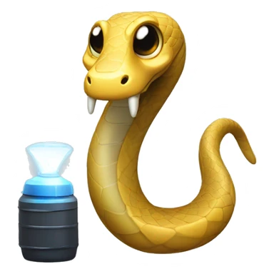 A snake with a flashlight for a head and his tail connected to a battery sticker