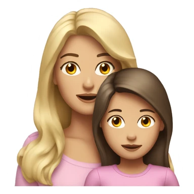 brunette mom with blonde daughter sticker