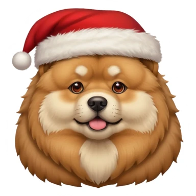A chow chow dog wearing a santa hat sticker