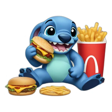Stitch eating mcdo sticker