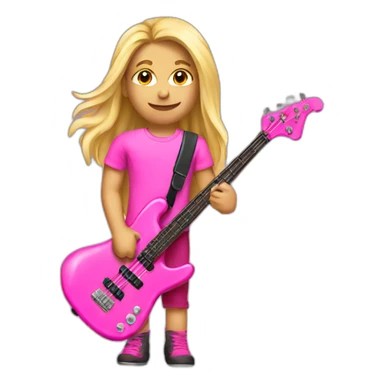 long-blond-bassguitar-player-pink-Tshirt-pink sticker