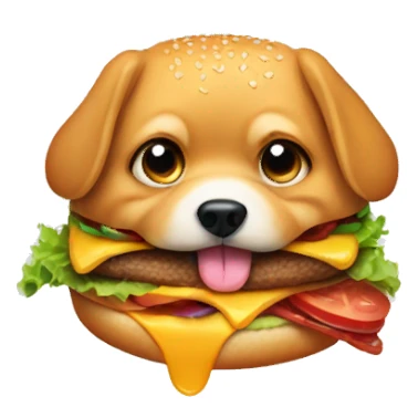 dog eating a burger sticker