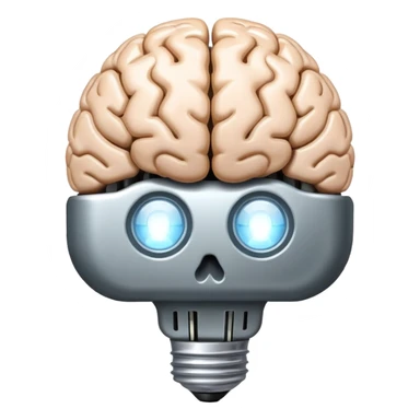 brain with lightbulb, brainstorming app logo sticker