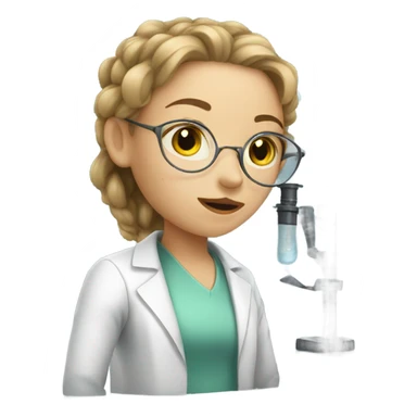 European girl in the laboratory sticker