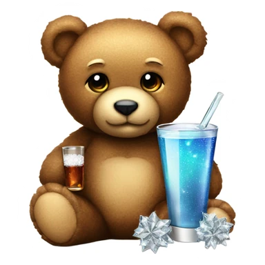teddy bear holding sparkle gift and a shot glass sticker