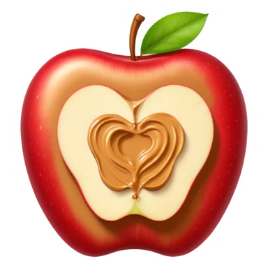 sliced apple with peanutbutter sticker