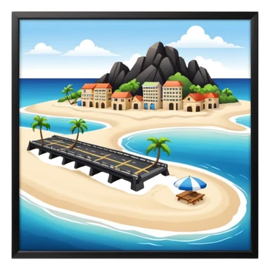 island  with a beach and infrastructure  sticker