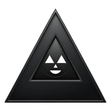 Minimalist, high-contrast emoji logo representing the Dark Triad personality traits. A clean black triangle as the main shape, inside three original symbolic icons:psychopaty, narcissim and machiavellianism .Smooth vector style,dark aesthetic, 4K. sticker