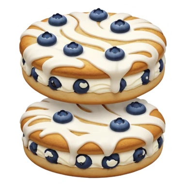 2 blueberry biscuits side-by-side with white icing swirls on top sticker