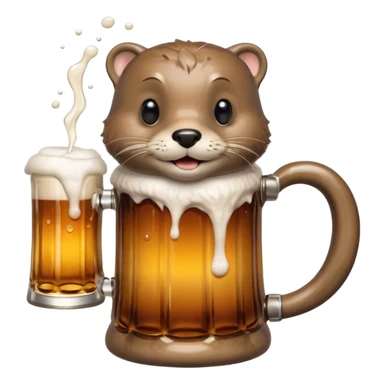 a beer holding an otter sticker