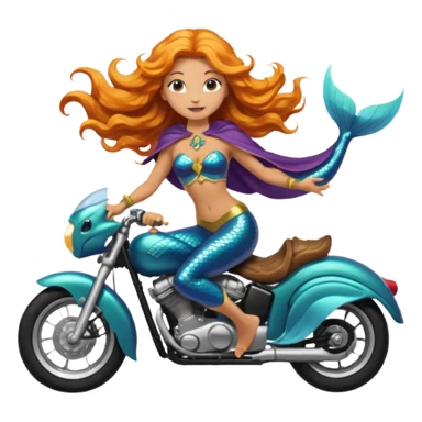 Yogi mermaid on a motorcycle with a cape sticker