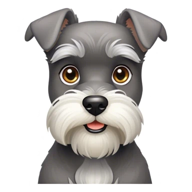 Cinematic Noble Miniature Schnauzer Portrait Emoji, Standing with a proud and stately demeanor, showcasing a sharply defined, salt-and-pepper fur with distinguished eyebrows and a confident, alert expression, simplified yet exquisitely detailed, glowing with a refined, dignified radiance, high shine, exuding intelligence and classic noble charm, soft glowing outline, capturing the essence of a noble Miniature Schnauzer that commands attention with effortless style! sticker